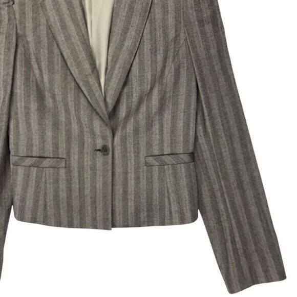 Development Wool Blazer Womens Size 6 Brown Striped Single Button Classic Jacket - Picture 5 of 16